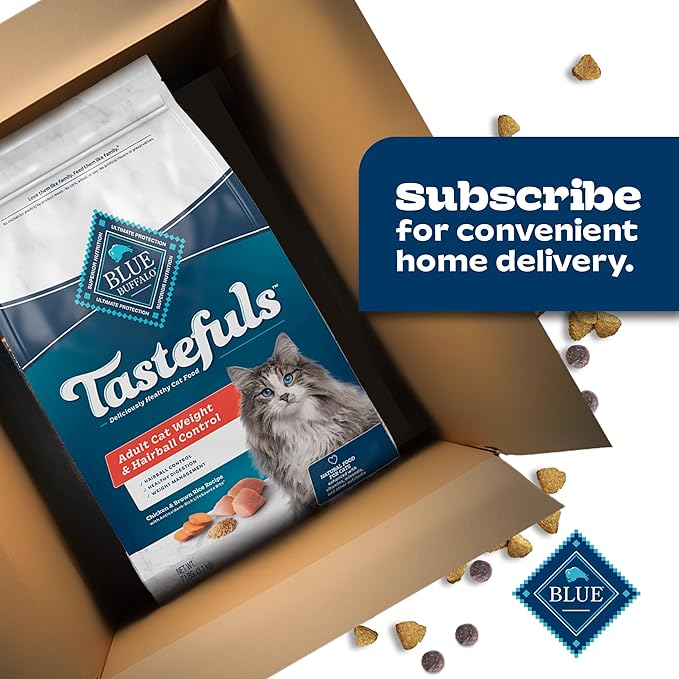 Blue Buffalo Tastefuls Weight & Hairball Control Natural Dry Food for Adult Cats, 3-lb. Bag