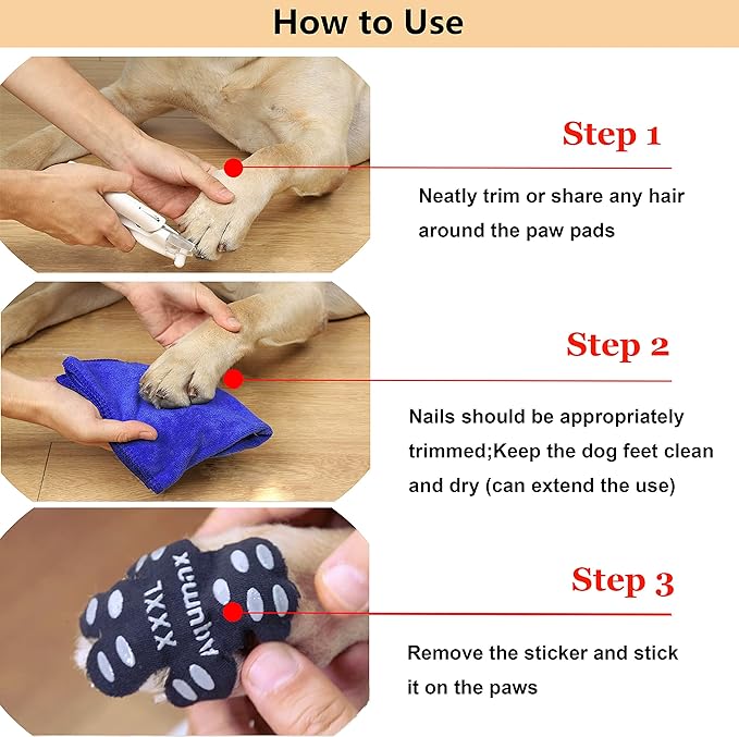 Dog Anti Slip Paw Grips Traction Pads,Dog Feet Stickers with Stronger Self-Adhesive Paw Pad Provide Traction for Senior, Injured Dogs,12 Sets (48 pcs) L Multicolor