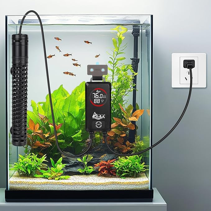 AQQA Aquarium Heater,Submersible Fish Tank Heater 59-93°F/15-34°C External Controller,Rapid Heating,Ultra-high Temperature Protection,Automatic Power-Off When Leaving Water (1000W for 172-227 Gallon)