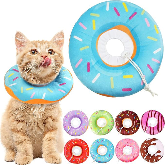 Cat Cone Collar Soft, Cat Recovery Collar for Wound Healing Cute Cat Donut Adjustable Cat Cones to Stop Licking Comfortable Lightweight Neck Elizabethan Collars for Cats Kittens After Surgery