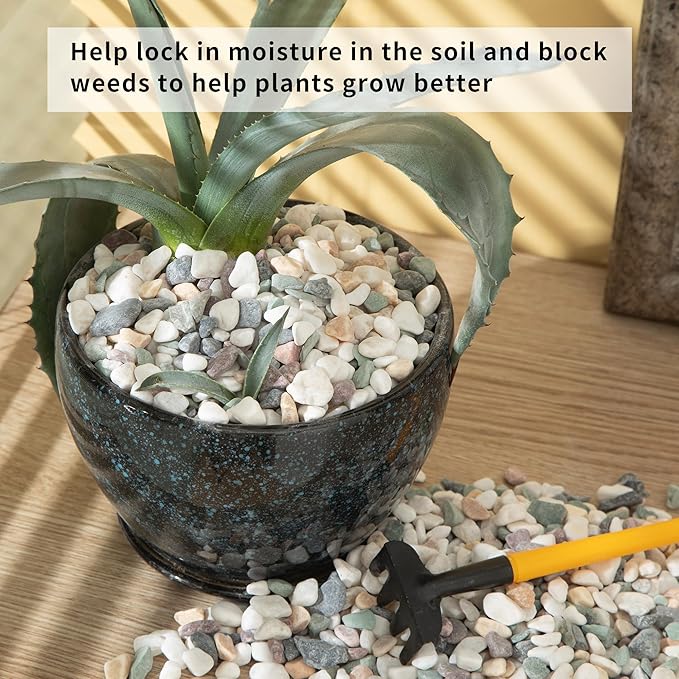5lb Succulent and Cactus Gravel Pebbles 1/5-3/8 Inch Natural Decorative Polished Stones River Rocks for Plants, Vases, Aquariums, Terrarium and Outdoor Gardening, Mixed Color