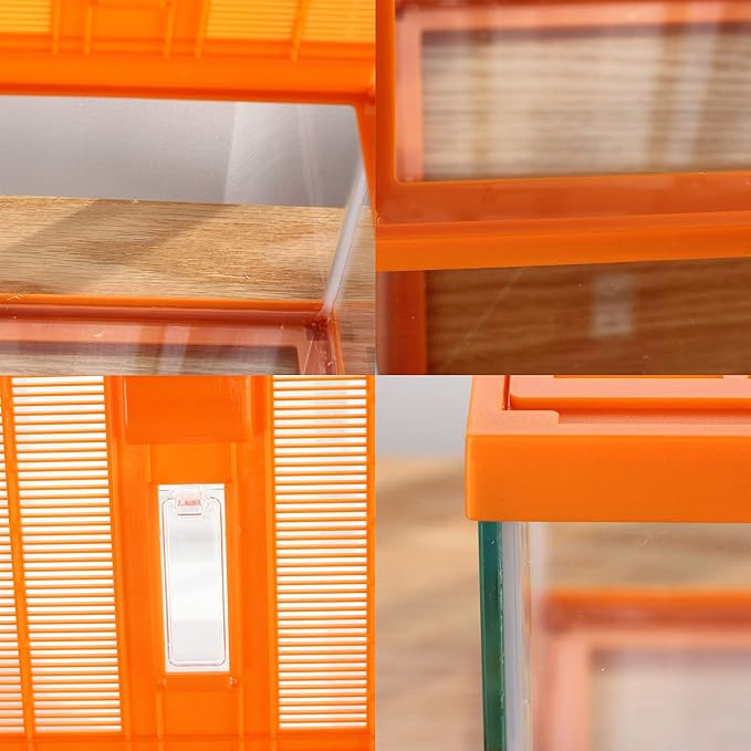 crapelles Reptile Terrarium kit Color Orange Spider Container Tarantula Box cage Gecko Habitat Insect Enclosure pet Tank Frog Carrier Tortoise Snail Container Hermit Crab House Cricket breeding