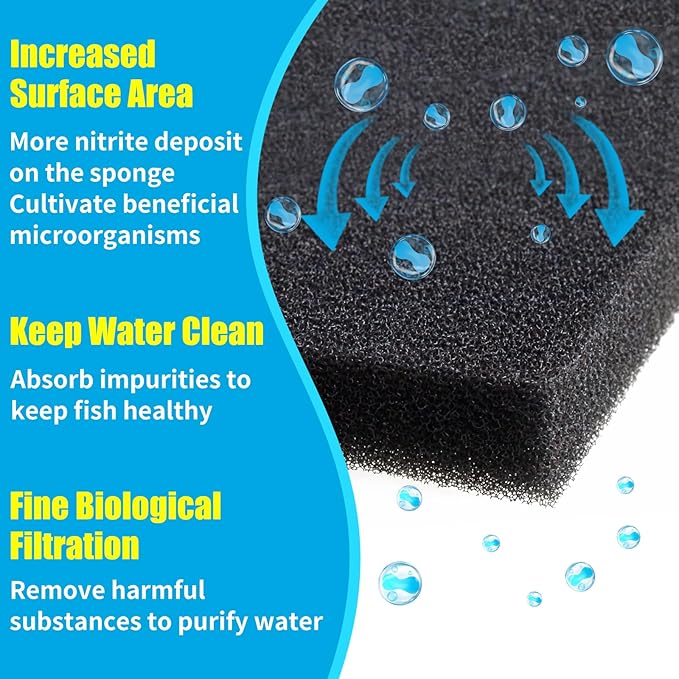 AQUANEAT 2 Pack Aquarium Bio Sponge Filter Media Pad Cut-to-Size Open Cell Foam Sheet for Fish Tank Sump (9" x 9" x 1")