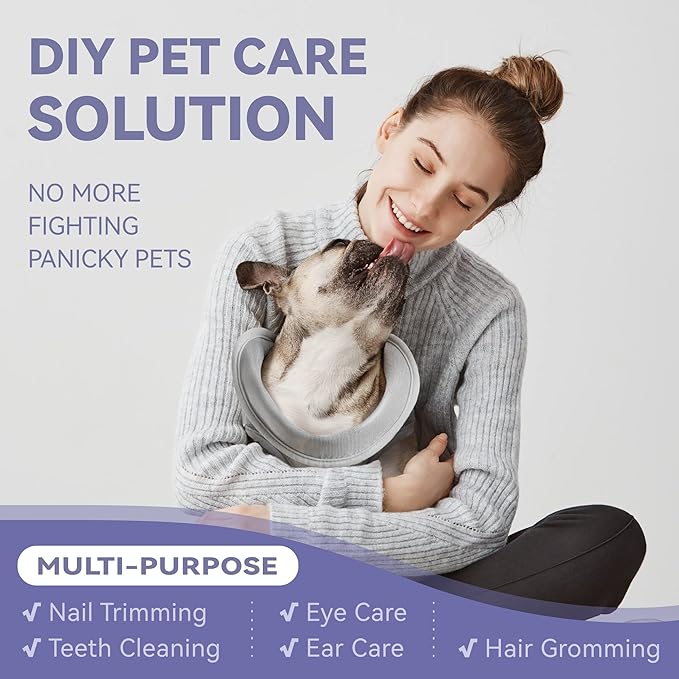 Dog Grooming Hammock Harness for Dogs & Cats with Pet Nail Clipper Trimmer - Cat Hanger Sling for Trimming Clipping Nails- Dog Hammock Restraint Bag for Small Medium Large pet （ Purple M）