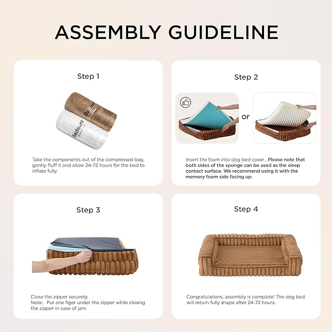 Bedsure Orthopedic Dog Bed for Small Dogs, Waterproof Memory Foam Small Pet Beds with Sides, Non-Slip Bottom and Egg-Crate Foam Medium Dog Couch Sofa with Washable Removable Corduroy Cover, Grey