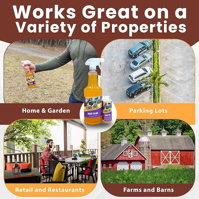 Bird Repellent Spray Bundle, Ready to Use Bird Spray 32oz + Concentrate 4oz Refill