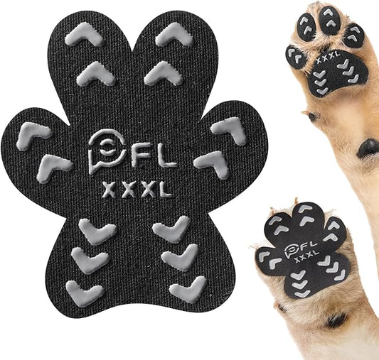 Anti Slip Dog Paw Protector Pads for Senior Dogs, Paw Pads for Dogs Traction, Disposable Self Adhesive Paw Grips for Old Dog on Slippery Hardwood Floor, Black 12 Sets (48pcs) XXXL(80+lbs)
