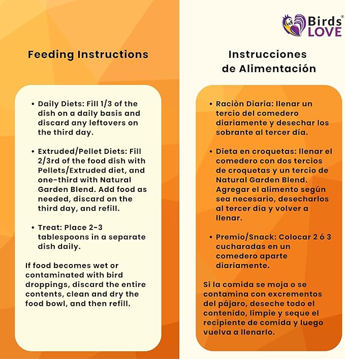 Birds LOVE All Natural Garden Blend Bird Food for Medium Birds - Cockatiels, Green Cheek Conures, Ringneck Parakeets and Small Quakers 4lb