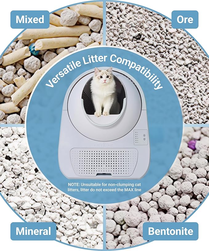 CATLINK 2025 Upgrade Automatic Cat Litter Box Self Cleaning for Multiple Cats with Mat, Double Odor Removal, Cat Litter Box for Cats from 3.5～22 lbs