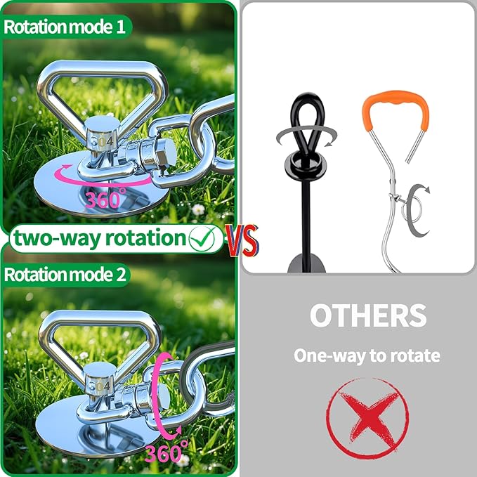 Dog Tie Out Cable and Stake,with 45FT Heavy Duty Cable,360° Swivel Dog Run Stake-No Tangle-Runner for Yard-Suitable for Large Dogs Up to 150 lbs-for Outdoor Camping