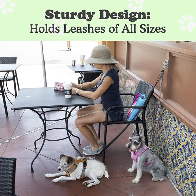 Canine Hitch- Secure Dog Leash Parking Indoor- Outdoor Wall Hook with EZ Clip - Tie Out Stainless Steel - Practical Lead Management for Home & Business