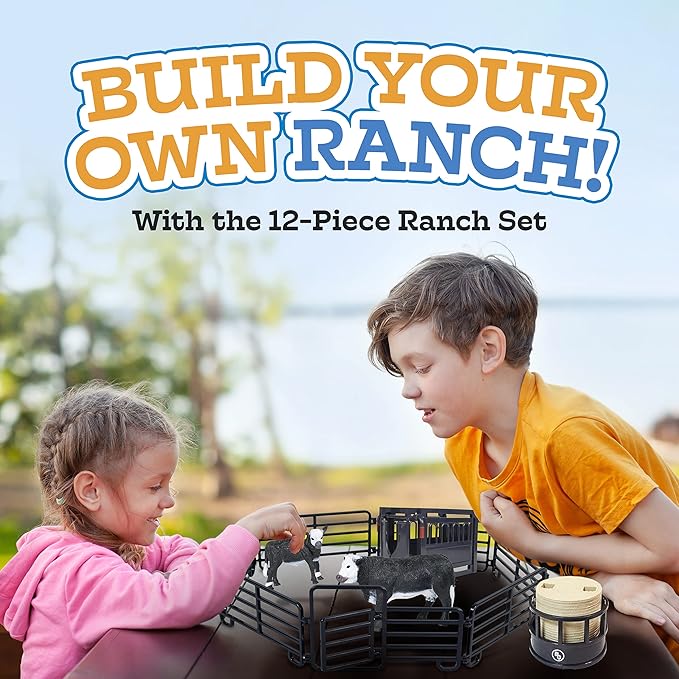 Big Country Toys 12-Piece Ranch Set - Farm Animal Toys for 3 Year Old Boys and Girls - Toy Figures & Playsets