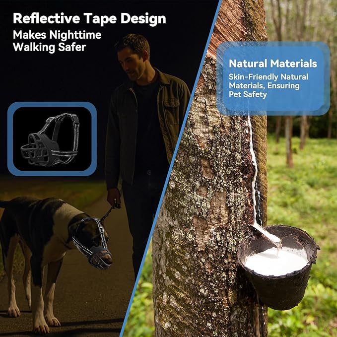 Dog Muzzle for Large Dogs, Breathable Basket Muzzles for Small, Medium and X-Large Aggressive Dog, Allows Panting Drinking, Suitable for Grooming Trimming Training (1, Black)