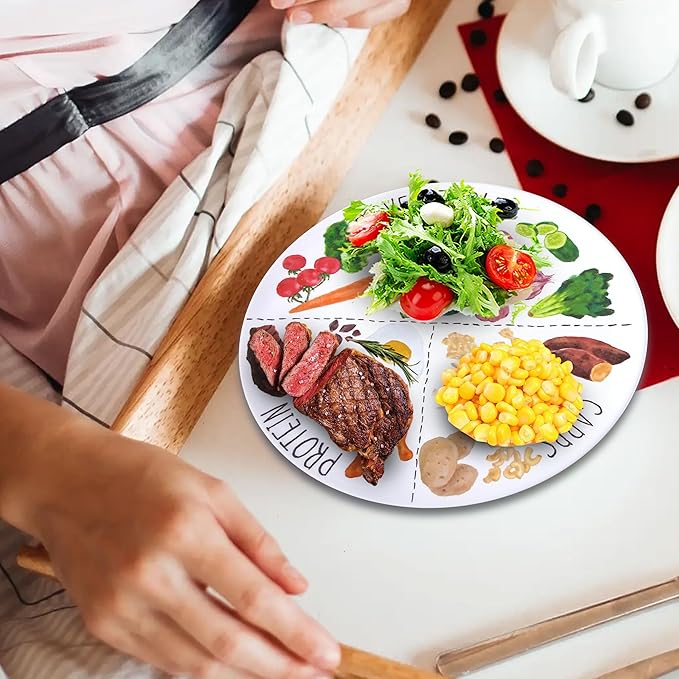 9" Portion Control Plate - Healthy Nutrition Plate for Adults and Teens, Melamine, Ideal for Weight Loss and Diabetes Management (2 Pack)