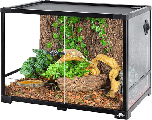 34 Gallon Reptile Tank, Glass Reptiles Terrarium 24" x 18" x 18", Sliding Door, Top Ventilation, Cable Pass, Humidify Hole, Glass Reptile Cage Habitat for Bearded Dragon, Lizard, Snake, Gecko