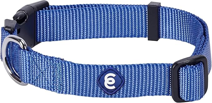 Blueberry Pet Essentials Matching Large Dog Collar | Adjustable Classic Solid Color Nylon Dog Collars for Large Dogs | Marinara Blue Dog Collar for Large Dogs