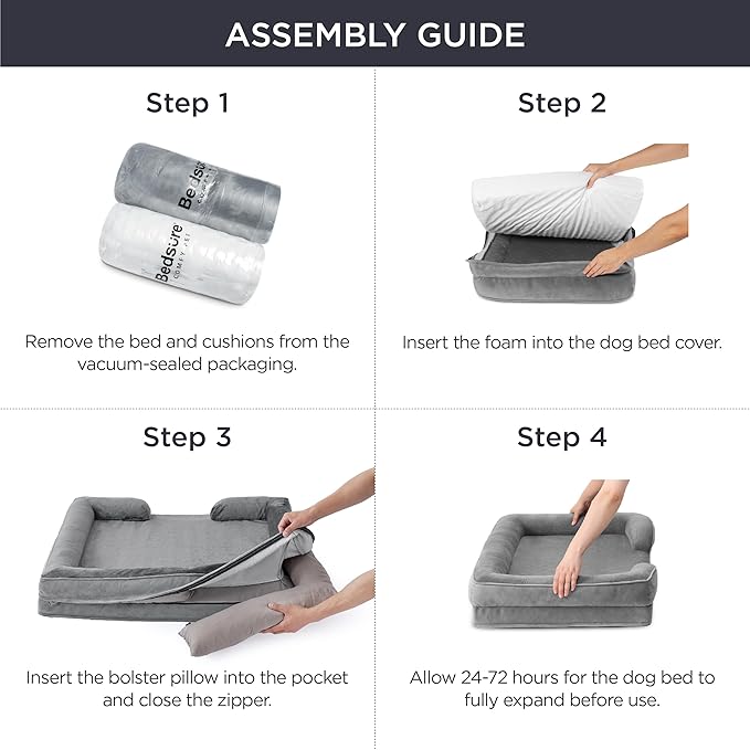 Bedsure XXL Orthopedic Dog Bed for Extra Large Dogs - Washable Giant Dog Cat Bed Waterproof, Comfort Dogs Couch Sofa with Washable Removable Cover, Pet Bed with Nonskid Bottom, Blue Navy, 52"