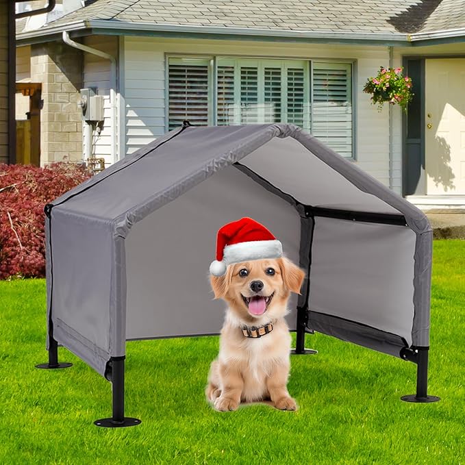 Dog Shade Shelter Outdoor Tent for Small Medium Dogs, Waterproof Sun Protection Pet House for Dogs, Small Animals and Livestock, Pet Canopy with Upgraded Doors and Ground Nails