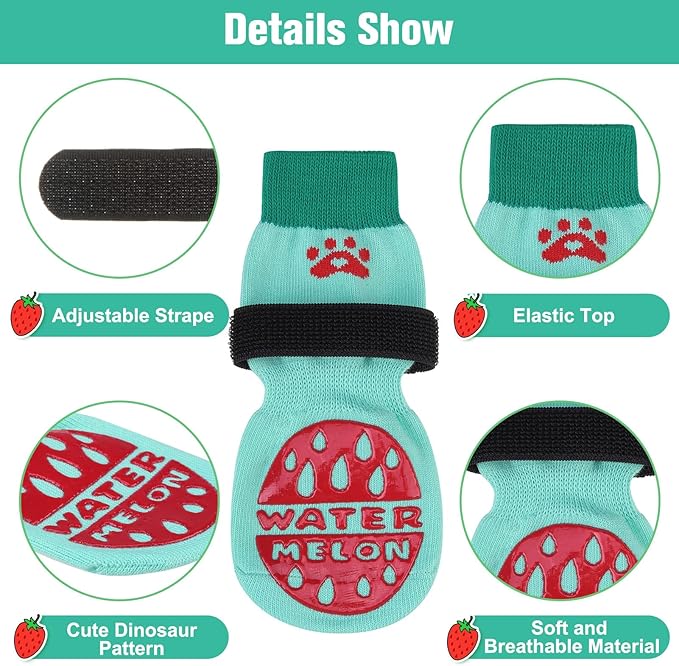 BEAUTYZOO Anti-Slip Dog Socks,Dog Shoes for Hot/Cold Pavement,Paw Protectors with Grips 3 Pairs for Puppy Small Medium Large Senior Old Dogs,Dog Socks to Prevent Licking and Hardwood Floor Protection