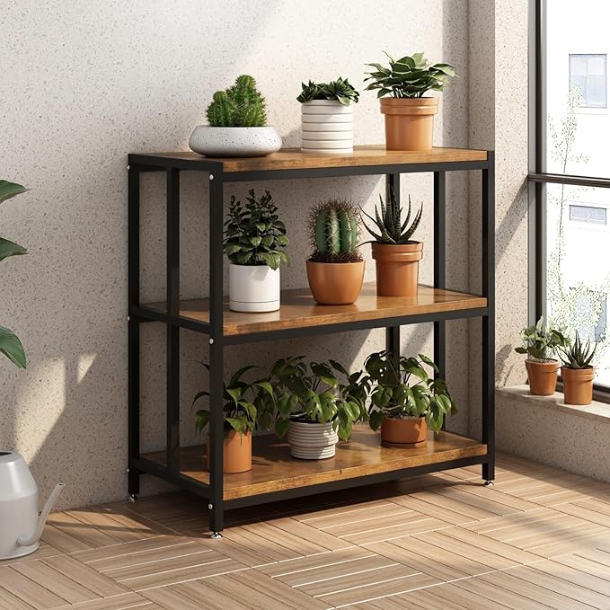 20 Gallon Metal Aquarium Stand with Shelves for Fish Tank Accessories Storage, Reptile Tank Turtle Terrariums Stand for Home Office (Black)