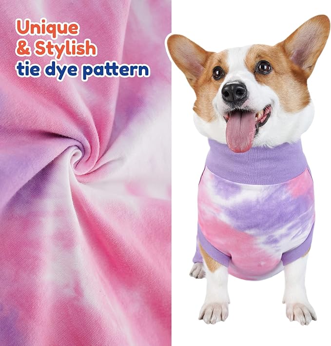 Breathable Dog Recovery Suit for Male/Female, Tie Dye Purple Dog Onesie for Abdominal Wounds, Cone E-Collar Alternative After Surgery to Anti-Licking, Professional Surgery Suit for Dogs Medium