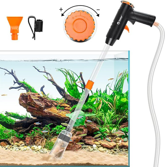 132GPH Manual Aquarium Gravel Cleaner, Fish Tank Siphon Vacuum Cleaner with Adjustable Water Flow for Cleaning Dirt, Water Change & Wash Sand Aquarium Cleaning Tools