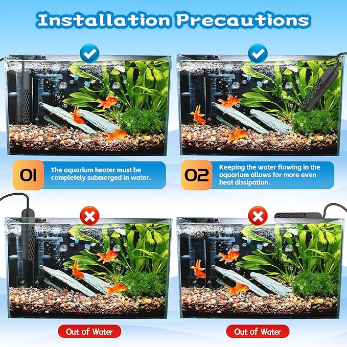 Aquarium Heater, 100W/200W/300W/500W Adjustable Fish Tank Heater with Intelligent Digital LED Controller, Overheating and Out of Water Protection for Freshwater and Saltwater Tanks