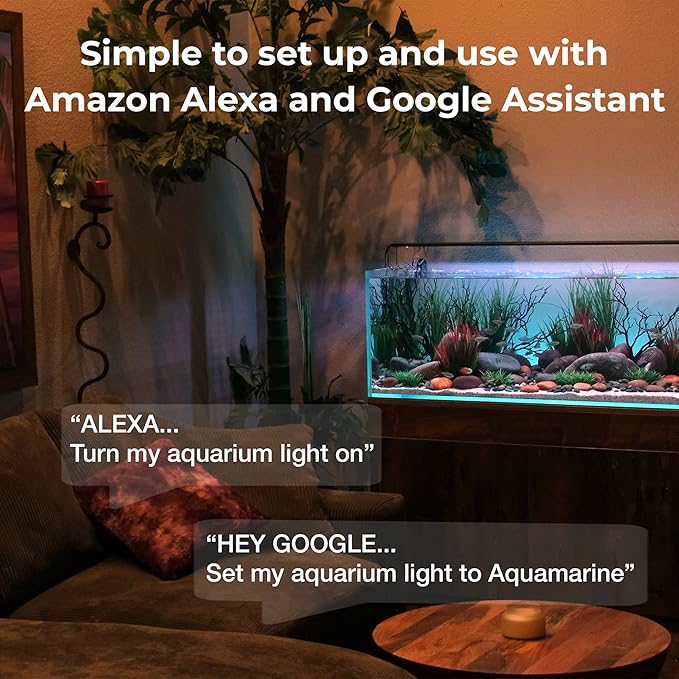 CURRENT USA ColorPlus Smart Freshwater Aquarium & Terrarium LED Light with App and Voice Control | Alexa & Google Home Compatible | Extra Vivid Colors for Fish Tank| Aluminum (for Tanks 48" to 60")