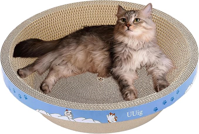 Cat Scratcher, 17.7x17.7 inches Cardboard Cat Scratchers for Indoor Cats, Large Cat Scratching Board, Round Bowl Cat Scratch Pad Bed with Catnip