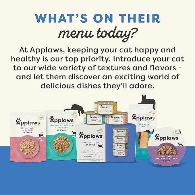 Applaws Natural Cat Treats, Grain-Free, High-Protein Whole Tuna Loins, Single-Ingredient Healthy Snack for Cats (12 x 1.06 oz Loins)