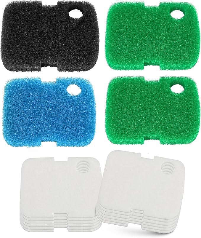 16 PCS Replacement Canister Filter Media Pad Compatible with Penn Plax Cascade 700/1000 CCF2UL/CCF3UL, Aquarium Bio Floss Pads Part, Activated Carbon Sponge Filters Pads for Fish Tank
