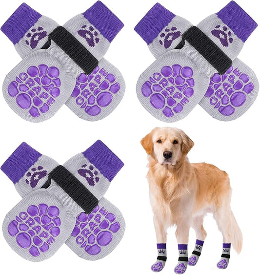 BEAUTYZOO Anti-Slip Dog Socks,Dog Shoes for Hot/Cold Pavement,Paw Protectors with Grips 3 Pairs for Puppy Small Medium Large Senior Old Dogs,Dog Socks to Prevent Licking and Hardwood Floor Protection