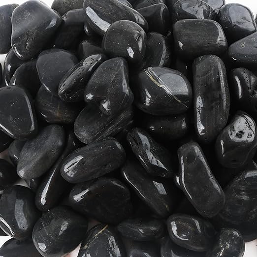 18LB 1"-2" Black River Rocks for Plants, Polished Pebbles for Garden Landscaping, Planters, Aquariums, Vase Fillers – Indoor & Outdoor Decor