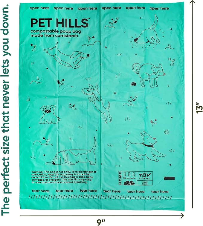 Compostable Dog Poop Bags – 120 Count Refill Rolls, TÜV OK Compost HOME Certified, Plant-Based Materials, Leakproof, Unscented, Extra Thick, Fits All Dispensers