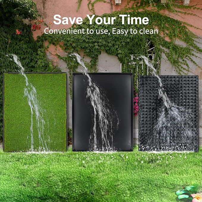 Dog Grass Pad with Tray(40×27.5 inch), Large XL Reusable 3-Layer Dog Pee Potty Grass Pads, Easy to Clean Artificial Fake Grass for Indoor Outdoor and Balcony (2 Pcs Grass Pad+Drainage Grate+Tray)