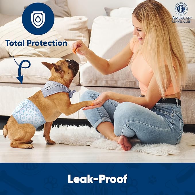 American Kennel Club Male Dog Wrap, Disposable Diapers with Wetness Indicator, Medium, 50 Count