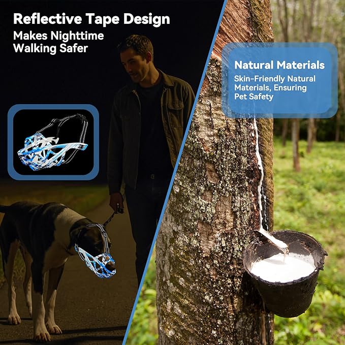 Dog Muzzle for Large Dogs, Breathable Basket Muzzles for Small, Medium and X-Large Aggressive Dog, Allows Panting Drinking, Suitable for Grooming Trimming Training (Camouflage Blue, XL)