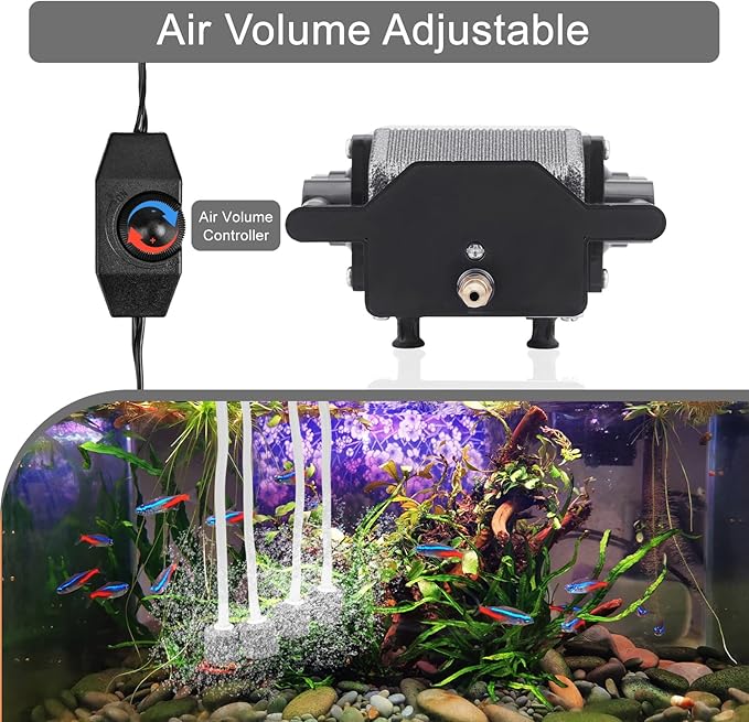 AquaMiracle 6/8/16W Quiet Fish Tank Air Pump 200/317/475GPH High Pressure Aquarium Air Pump Commercial Air Pump Pond Aerator Bubbler Hydroponics Air Pump