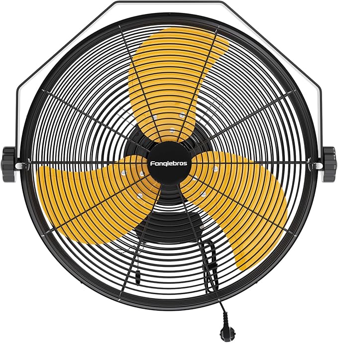 4580 CFM 18 inch High Velocity Wall Mounted Fan, 3-Speed Metal Fan with Sealed Motor, 360 Degree Tliting Heavy Duty Wall Fan for Patio, Barn, Garage, and Gazebo - UL listed