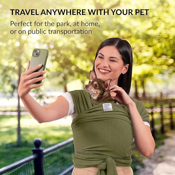 Dog Sling Carrier for Small Dogs - Anti-Anxiety Cat Sling, Puppy Pouch - Pet Sling in Gray Black Blue Green Pink Yellow (Green, Standard)