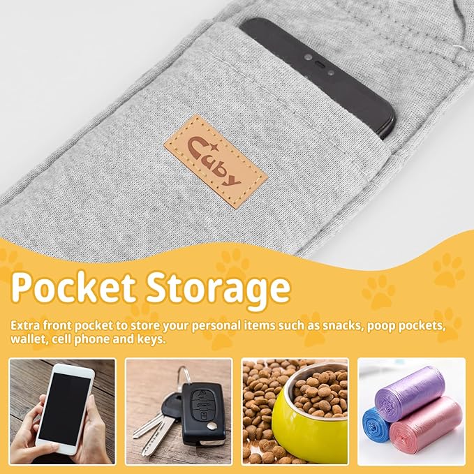 CUBY Dog and Cat Sling Carrier, Hands Free Reversible Pet Papoose Bag, Soft Pouch Adjustable, Suitable for Puppy Cats for Outdoor Travel (Grey, M-Adjustable Strap)