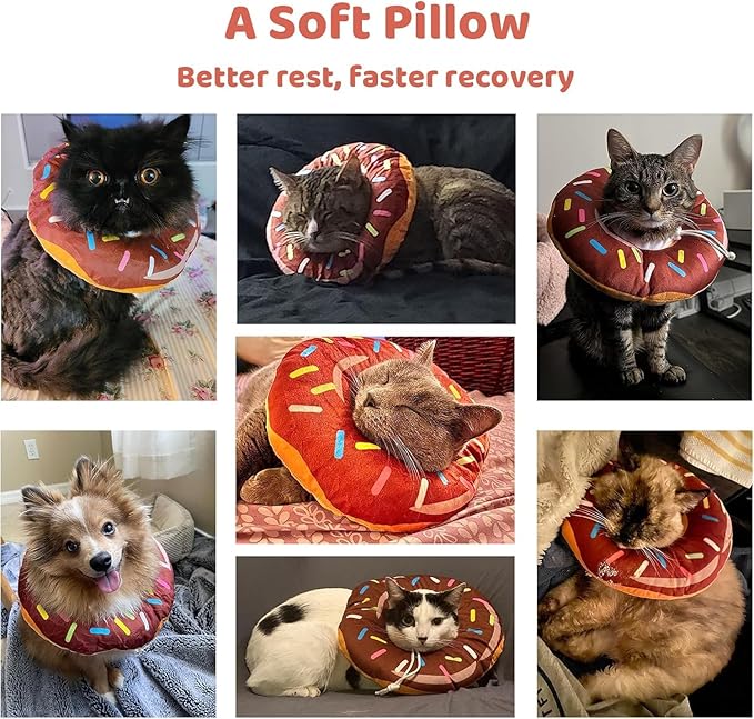 Amakunft Adjustable Cat Cone Collar Soft, Cat Recovery Collar, Cone for Cat After Surgery, Cat Neck Cone, Elizabethan Collar for Cat and Kitten (Donut S (Neck: 5"-10"))