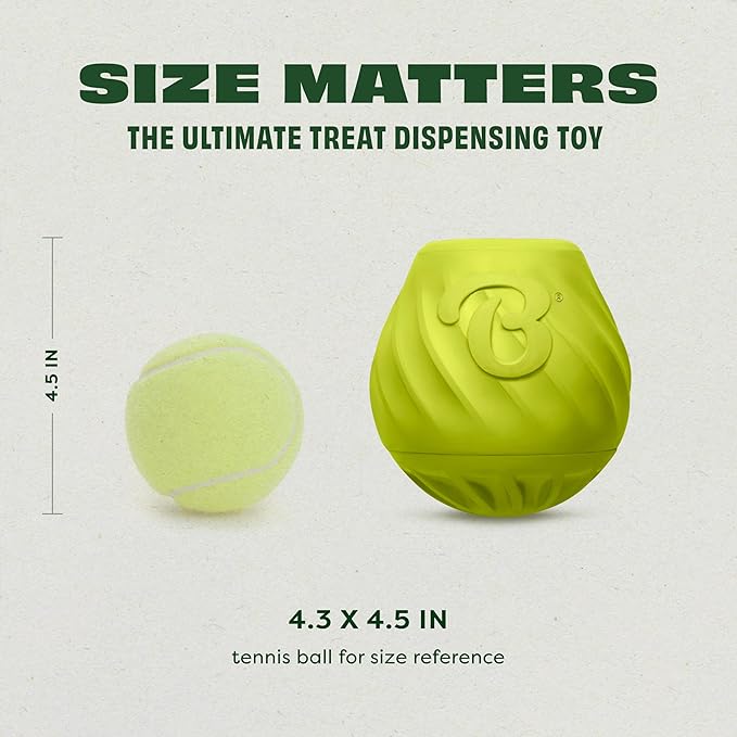 Benebone Pawbler - Natural Rubber Interactive Enrichment Treat and Kibble Dispensing Dog Toy – Great for Boredom - Medium/Large