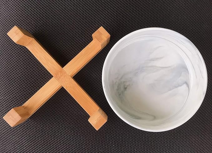 Ceramic Pet Bowls with Stand - Dog Cat Water Bowl and Food Dish -Heavy Weighted & No Tip Over Pet Comfort Feeding Bowls -Dishwasher Safe & Easy to Clean