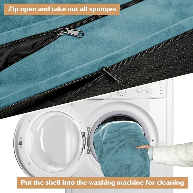 Comfort Expression Medium Dog Beds Waterproof Orthopedic Foam Dog Sofa Beds for Medium Large Dogs Comfy Pet Bed with Washable Removable Cover & Non-Slip Bottom(Medium,Washed Blue)