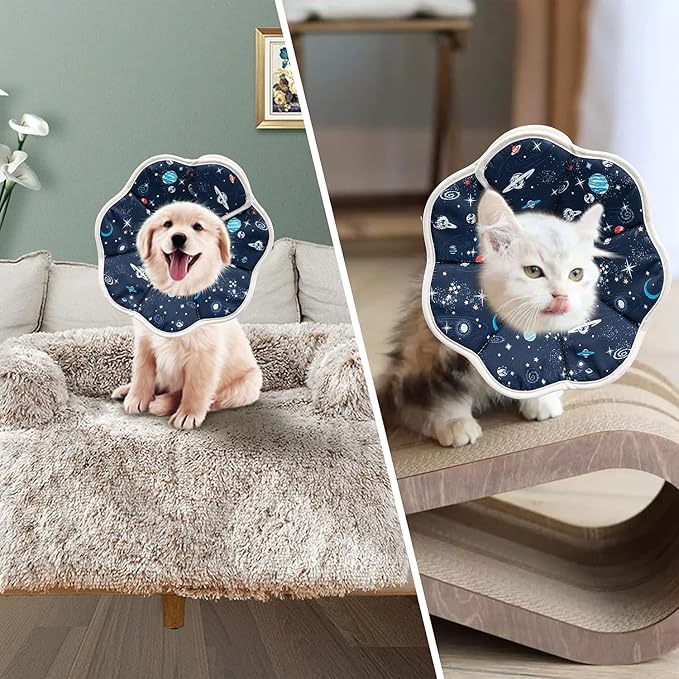 Depets Cat Cone Collar Soft, Adjustable Lightweight Cat Recovery E Collar to Stop Licking for Puppy Rabbit, Waterproof Pet Cone for Small Animal After Surgery Grooming, Neck Girth 9.5 in