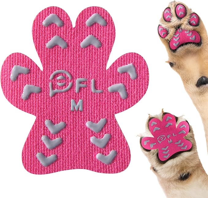 Anti-Slip Dog Paw Protector Pads for Senior Dogs, Dog Paw Pink Stickers with Strong Traction on Hardwood Floor, Dogs Essentials M (11-20lbs)