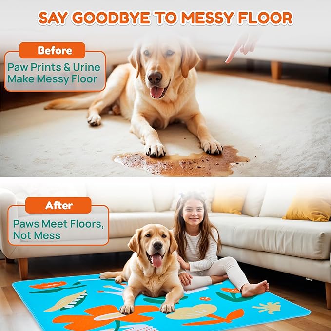 BurgeonNest Washable Pee Pads for Dogs, 2 Pack 54''x54'' Super Absorbent, Leakproof & Non-Slip Reusable Potty Pads for Puppy Playpen, Crate, Whelping Box, Potty Training, Blue