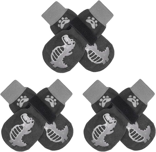 BEAUTYZOO Anti-Slip Dog Socks,Dog Shoes for Hot/Cold Pavement,Paw Protectors with Grips 3 Pairs for Puppy Small Medium Large Senior Old Dogs,Dog Socks to Prevent Licking and Hardwood Floor Protection