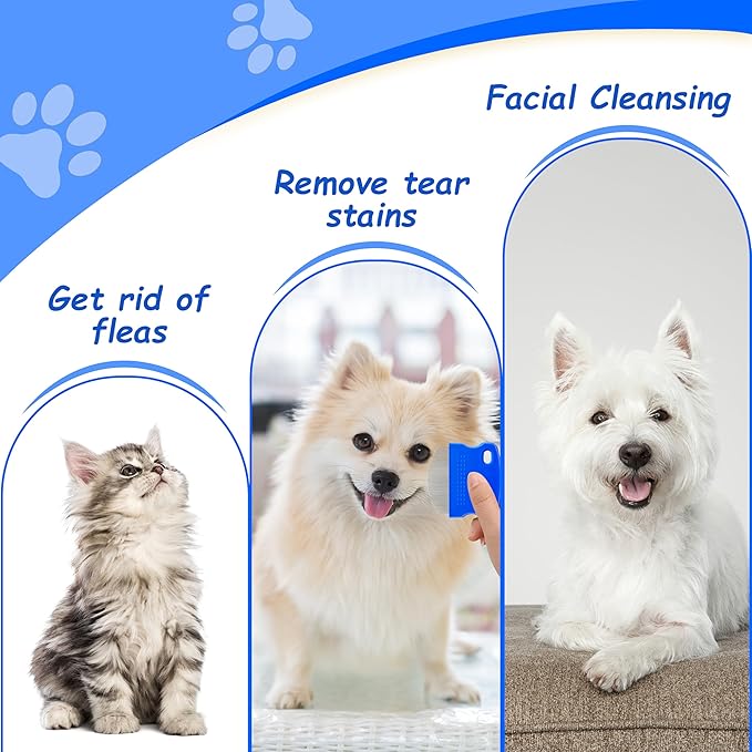 2 Pack Professional Eye Comb For Pets,Stainless Steel Tear Stain Remover For Cats & Dogs,Gentle Round-Head Grooming Tool,Precisely Removes Stains, Dirt And Debris From The Eye Area